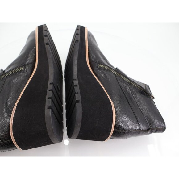 Eileen Fisher Women's Cargo Leather Wedge Booties Size 11 Black Zip Up - Picture 8 of 10
